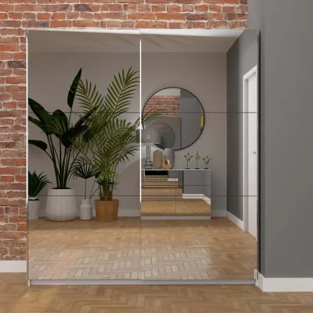 Norvik 180cm Sliding Wardrobe White Full Mirror