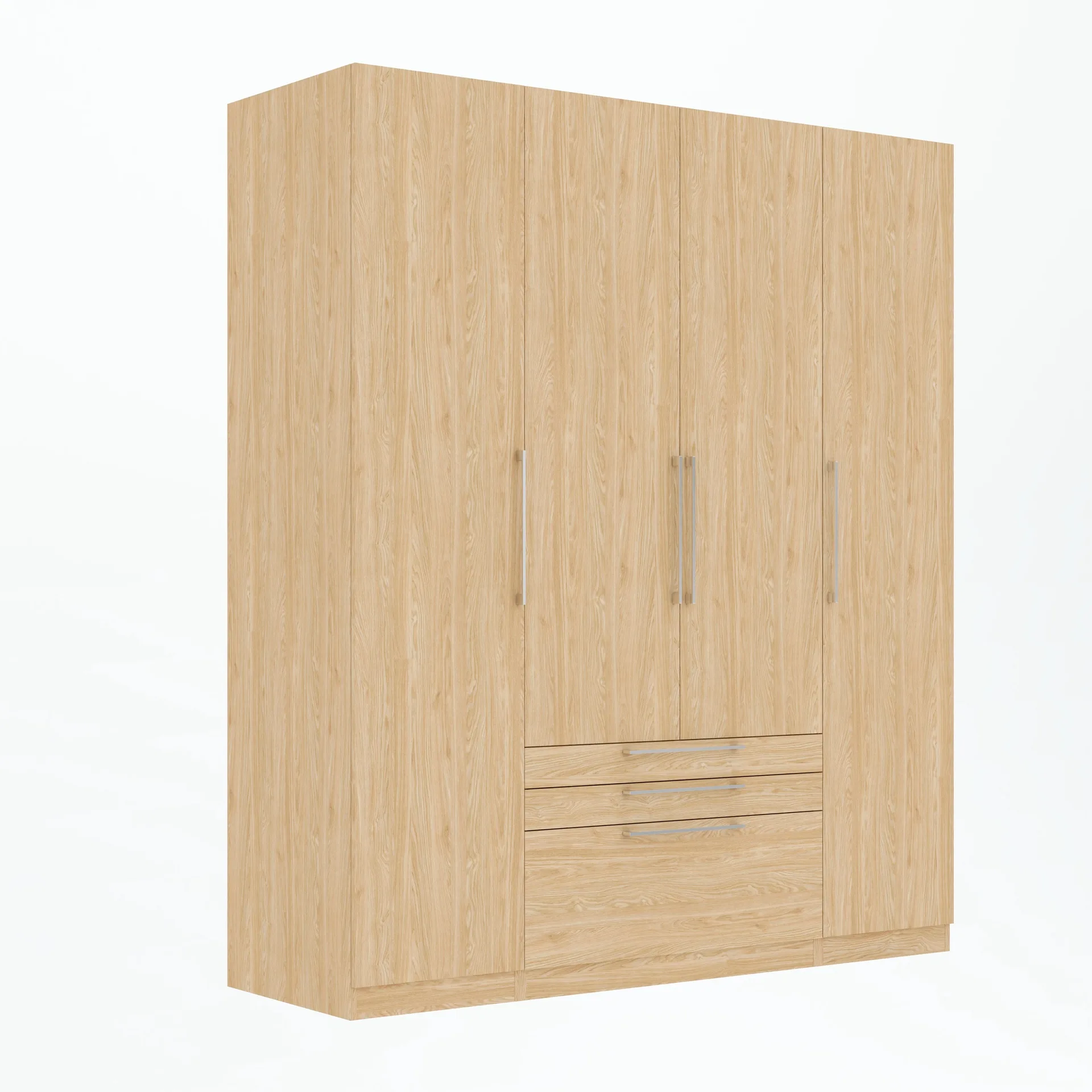 Sorrento Oak 4 Door Wardrobe with 3 Drawers