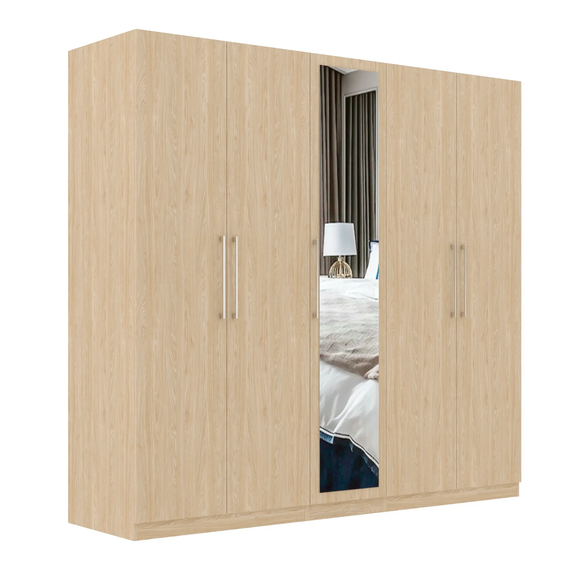 Sorrento Oak 5 Door 1 Mirror Wardrobe