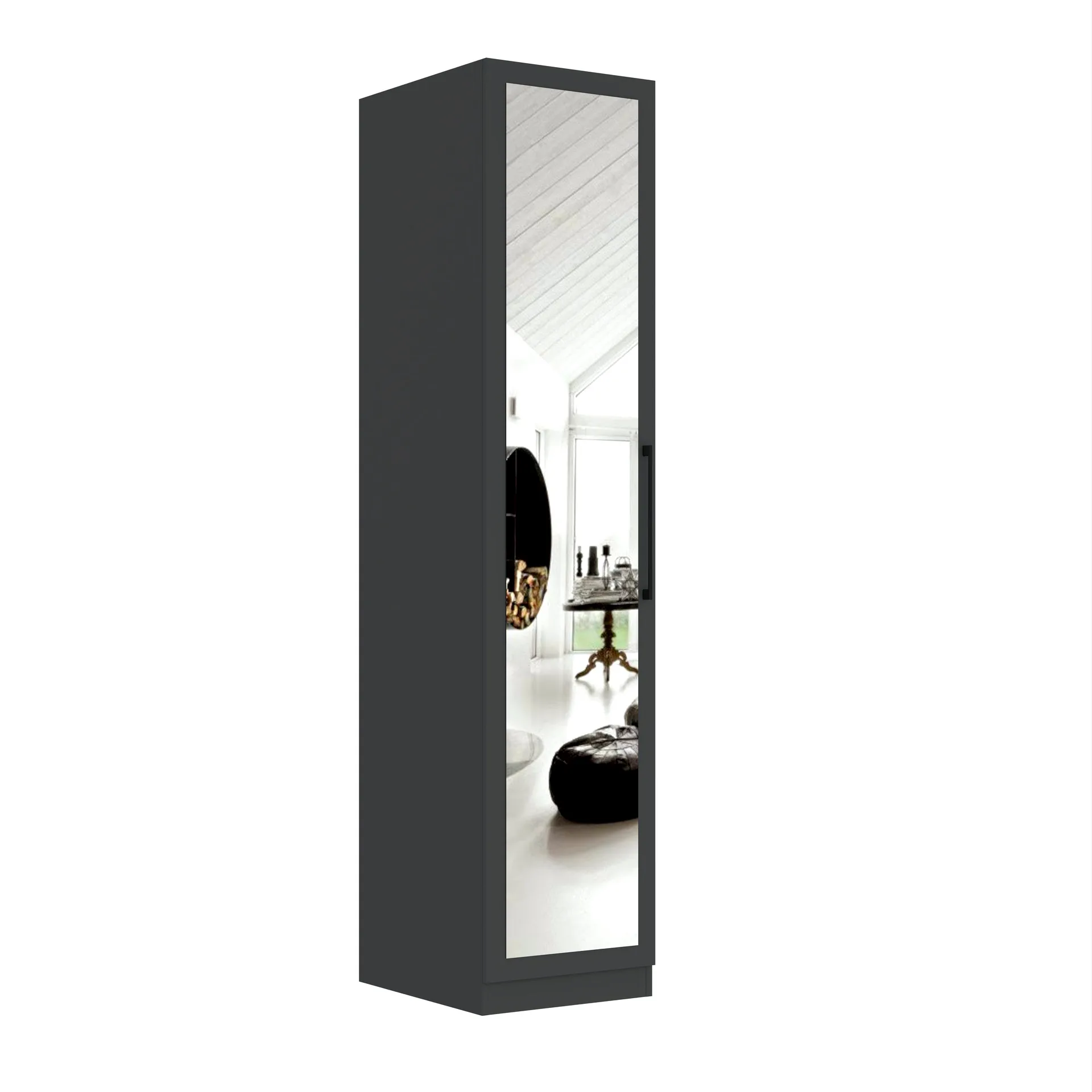 Sorrento Anthracite 1 Door Mirrored Wardrobe