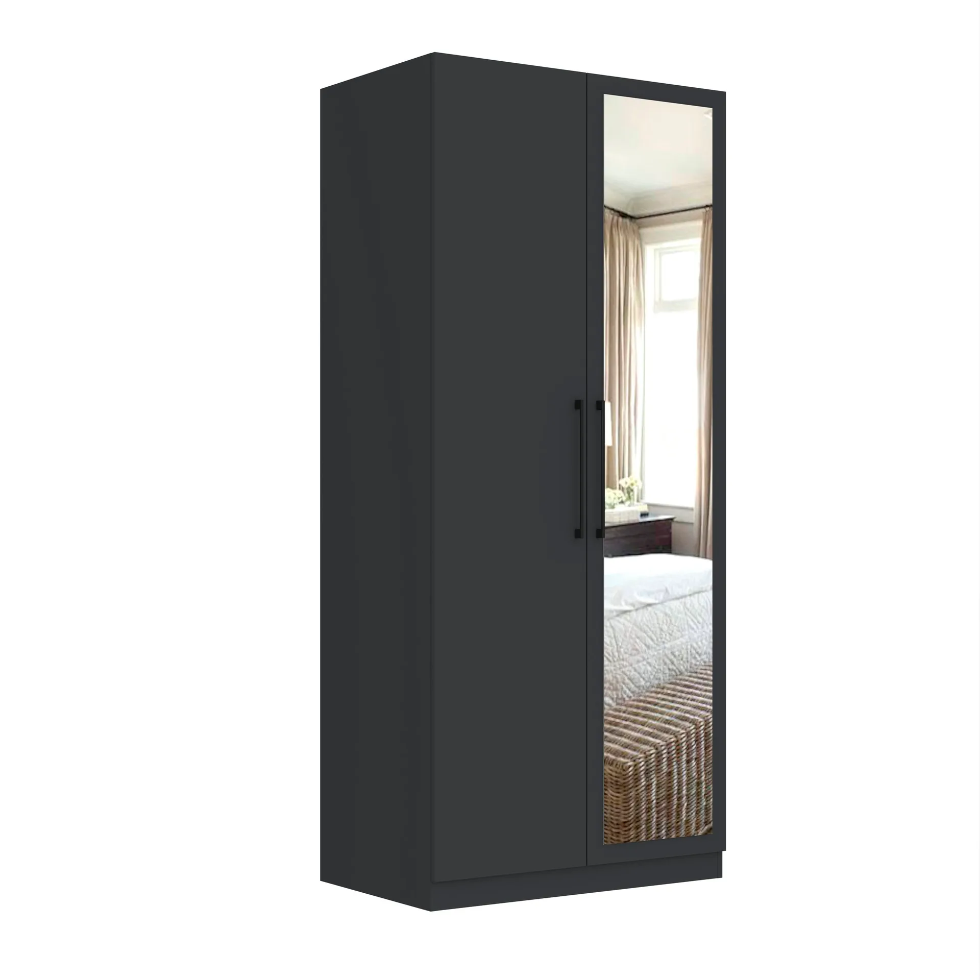 Sorrento Anthracite 2 Door 1 Mirror Wardrobe