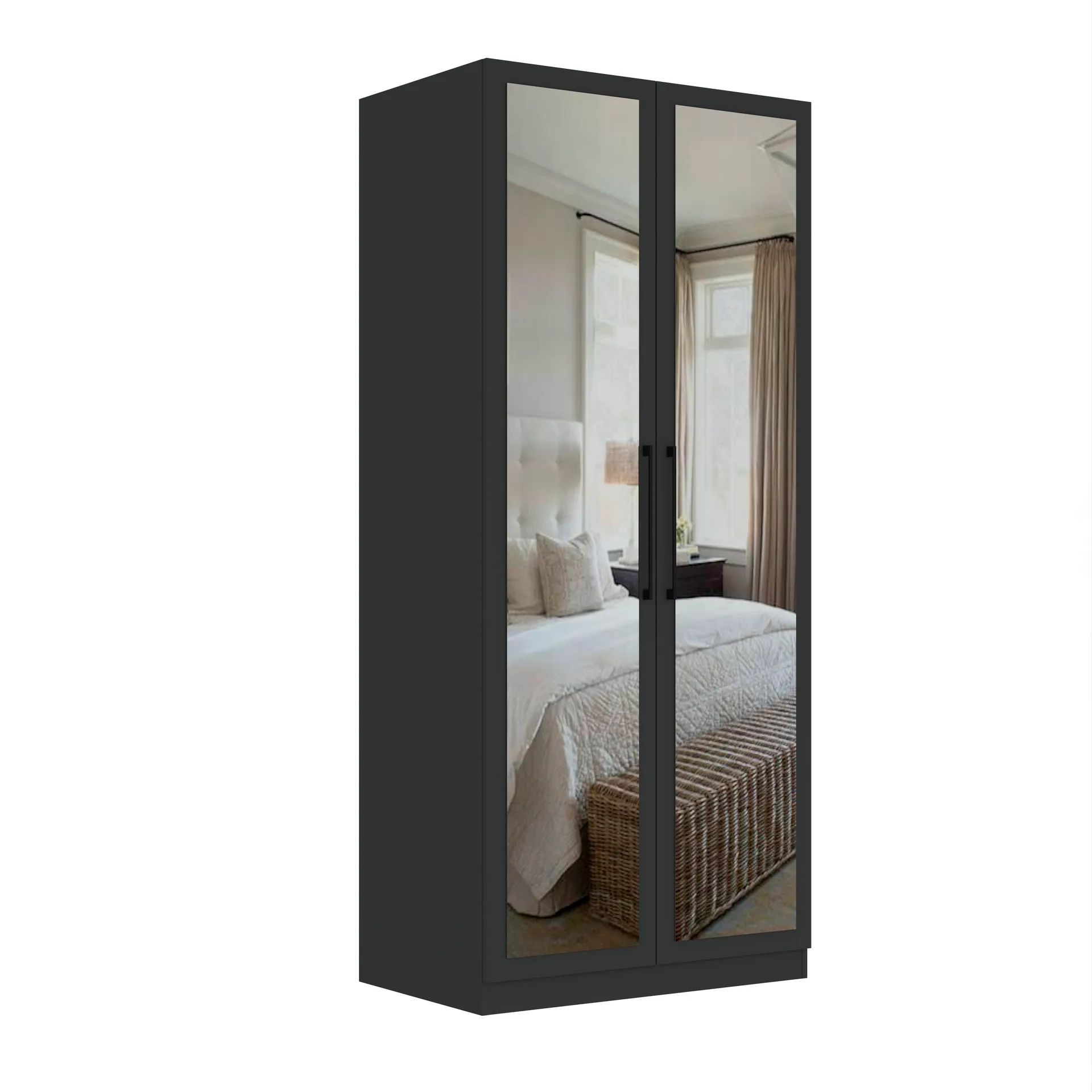 Sorrento Anthracite 2 Door 2 Mirror Wardrobe
