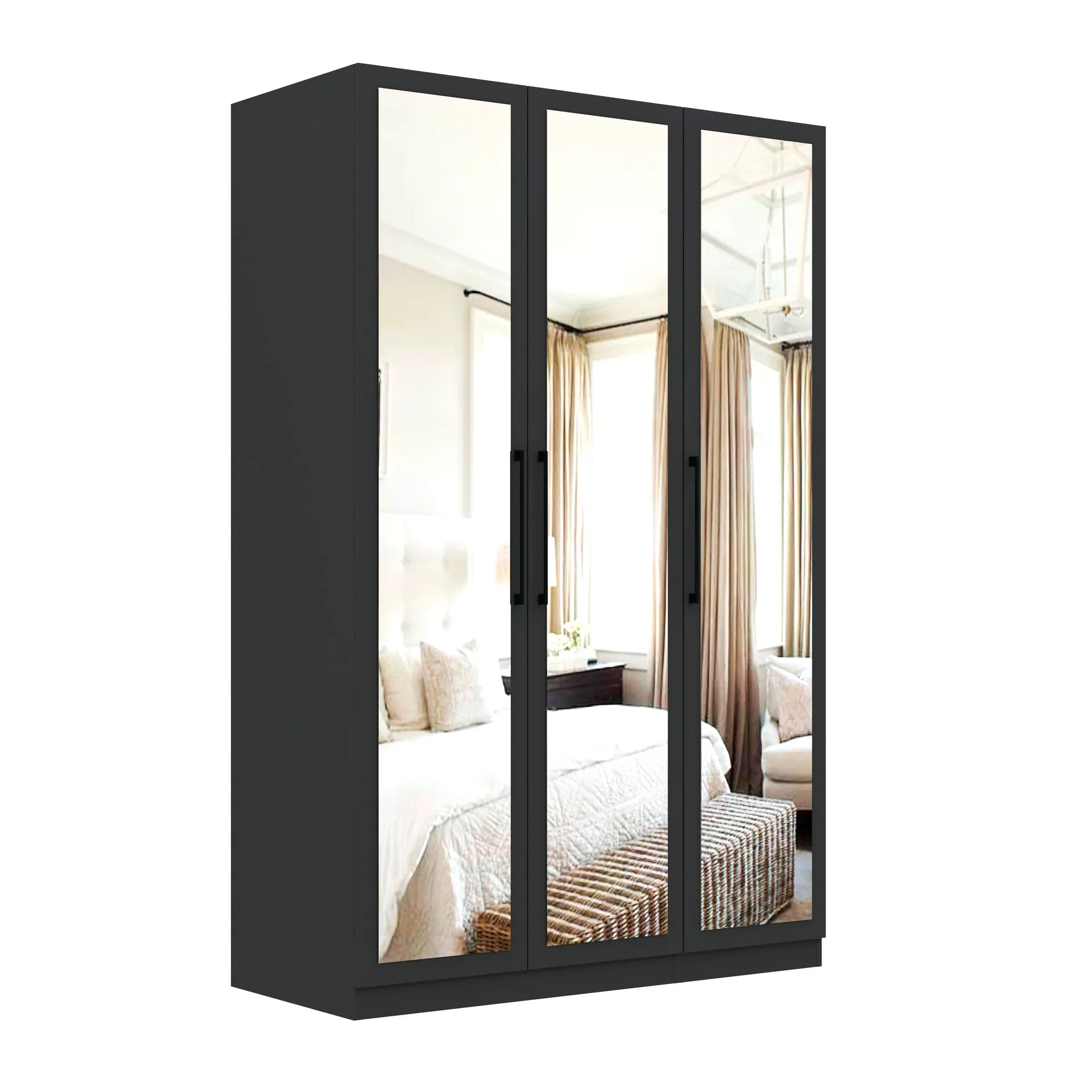 Sorrento Anthracite 3 Door 3 Mirror Wardrobe
